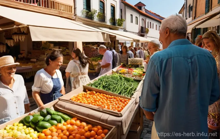 한방병원에서의 건강검진 항목 - **Prompt 1:** A bustling outdoor market scene in a charming coastal town during golden hour. Shopper...