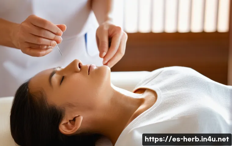 교통사고 환자 한방치료 효과 - **Prompt 1: Serene Acupuncture Session for Neck Pain Relief**
"A close-up shot of an adult indiv...
