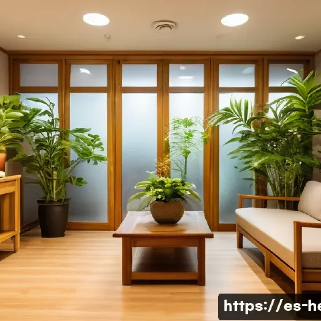 한방병원 입원 환자 후기 - A serene traditional medicine center interior designed for relaxation and well-being, featuring soft...