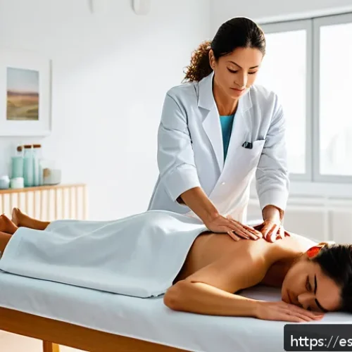 한방병원 침술 효과 후기 - A serene acupuncture therapy session in a modern, clean clinic setting in Spain, featuring a middle-...