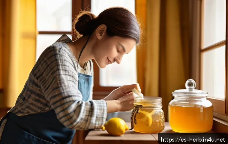 한방병원 감기 치료 과정 - A cozy kitchen scene featuring a Spanish-speaking adult woman preparing a fresh ginger tea infusion ...